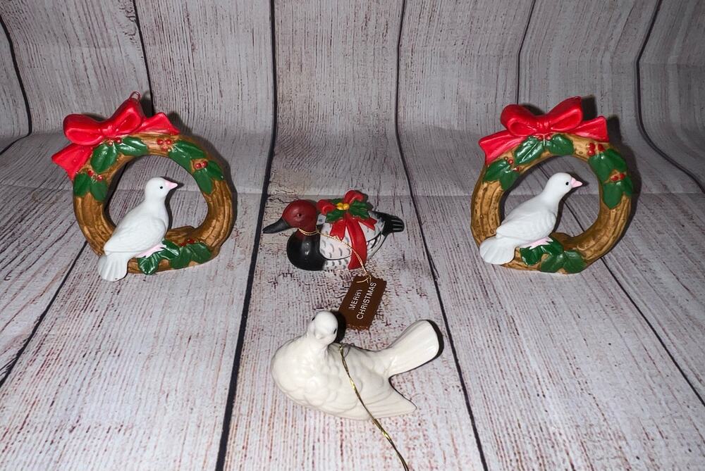Lot of 4 Enesco & Made in Japan Bird Dove Duck Figurine Ornaments Vintage